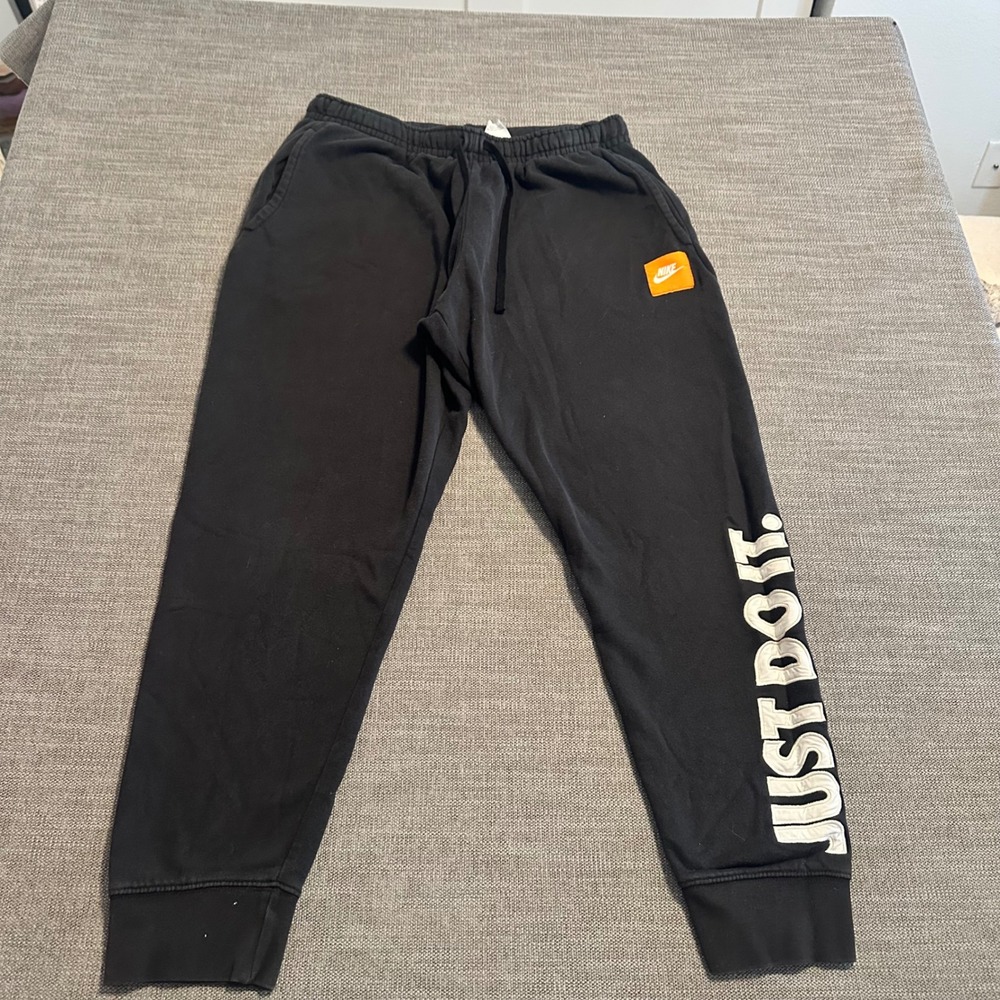 Nike Joggers Men Large Black Just Do It Puff Print Graphic Sweatpants